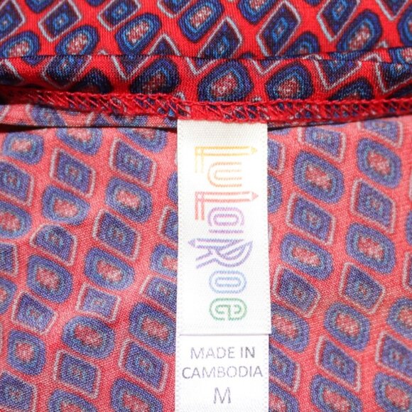 LuLaRoe Julia T-Shirt Dress Red Blue and Geometrics Size M, NWT's - Picture 8 of 8